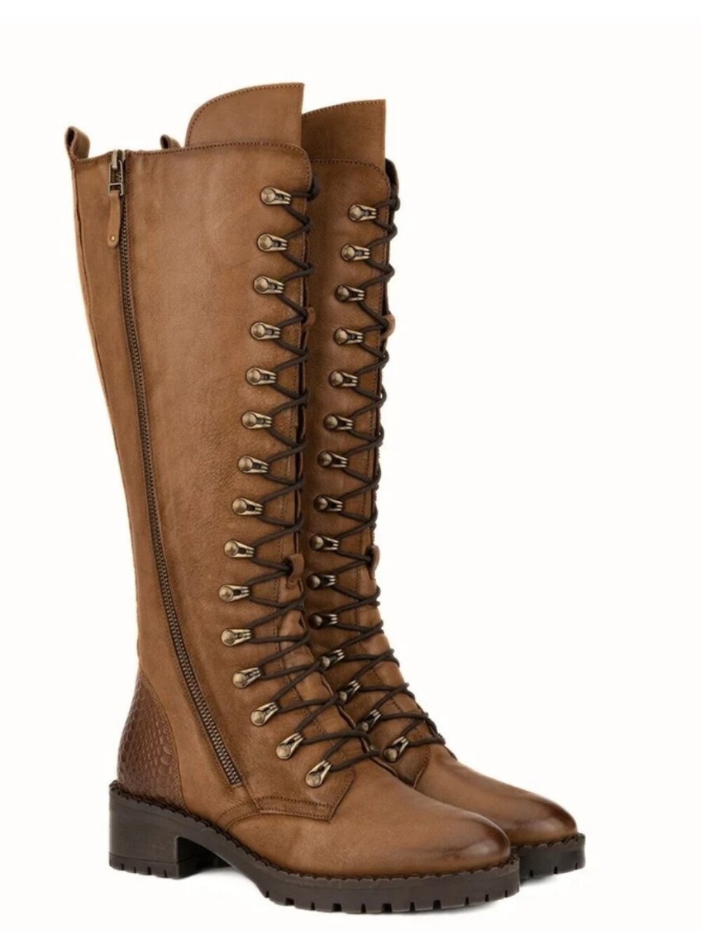 NEW! VINTAGE FOUNDRY CO. Women's Leather Lace-Up Henrietta Tall Brown Boots 7.5.